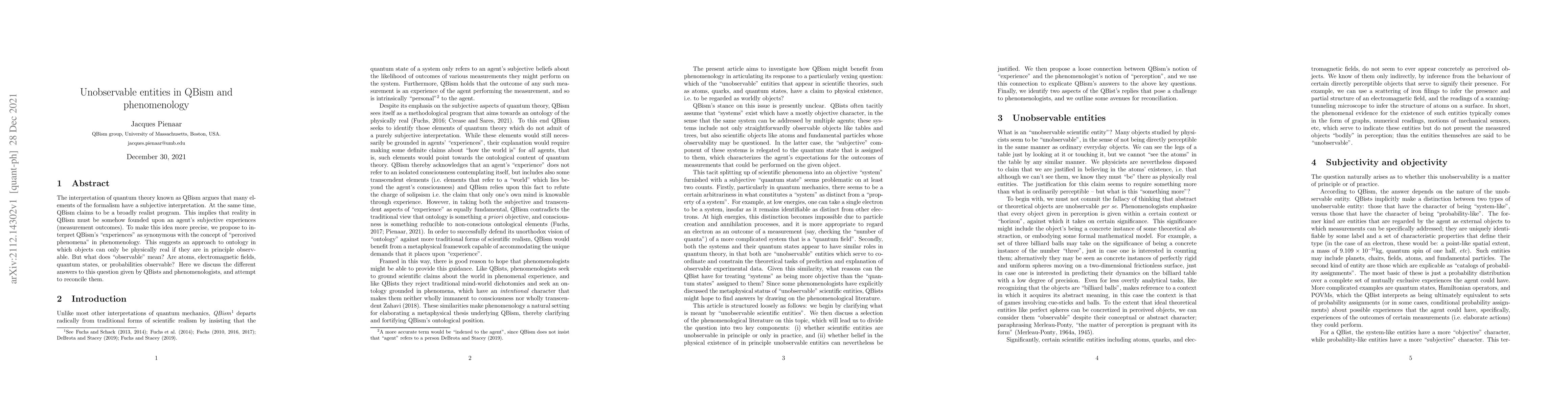 Thumbnail for Unobservable entities in QBism and phenomenology