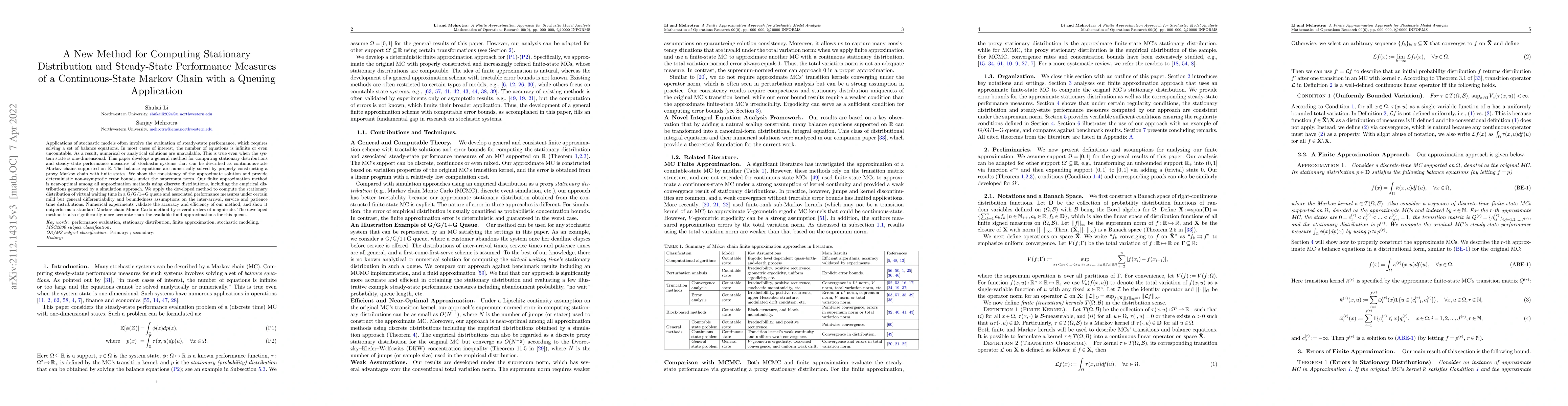 Thumbnail for A New Method for Computing Stationary Distribution and Steady-State
  Performance Measures of a Continuous-State Markov Chain with a Queuing
  Application