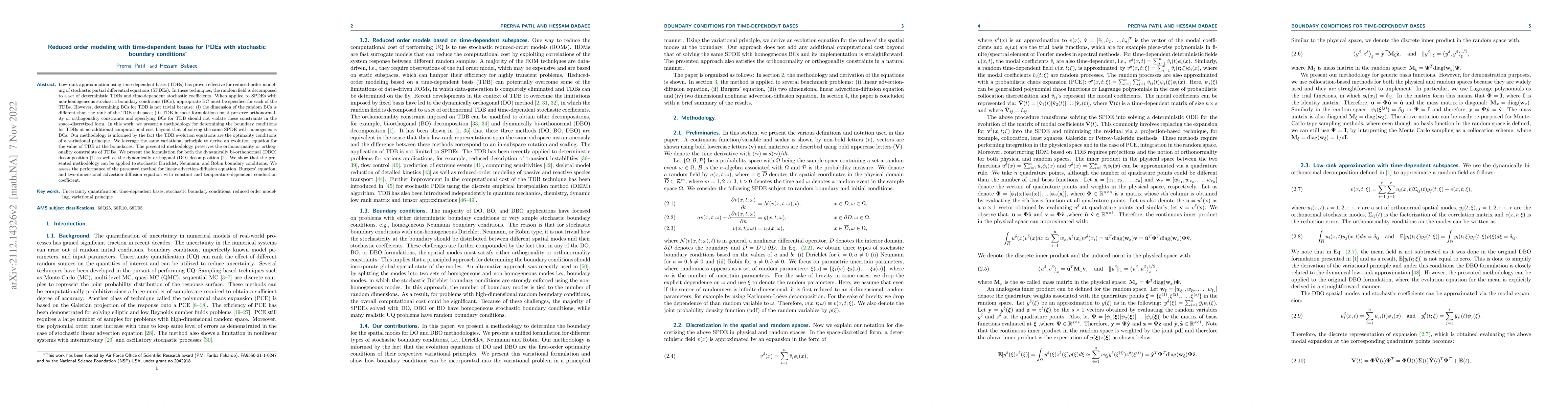 Thumbnail for Reduced order modeling with time-dependent bases for PDEs with
  stochastic boundary conditions
