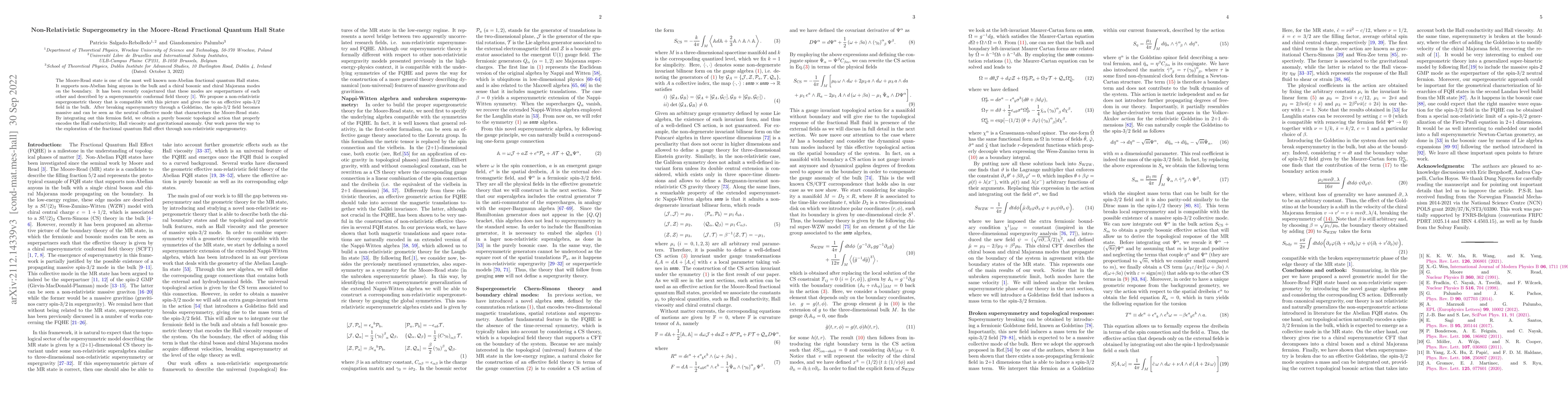 Thumbnail for Non-Relativistic Supergeometry in the Moore-Read Fractional Quantum Hall
  State
