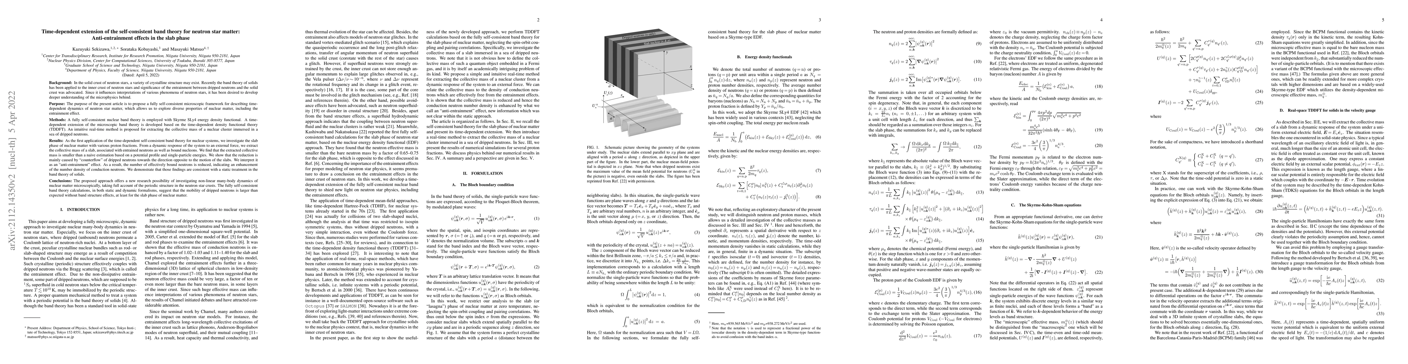 Thumbnail for Time-dependent extension of the self-consistent band theory for neutron
  star matter: Anti-entrainment effects in the slab phase