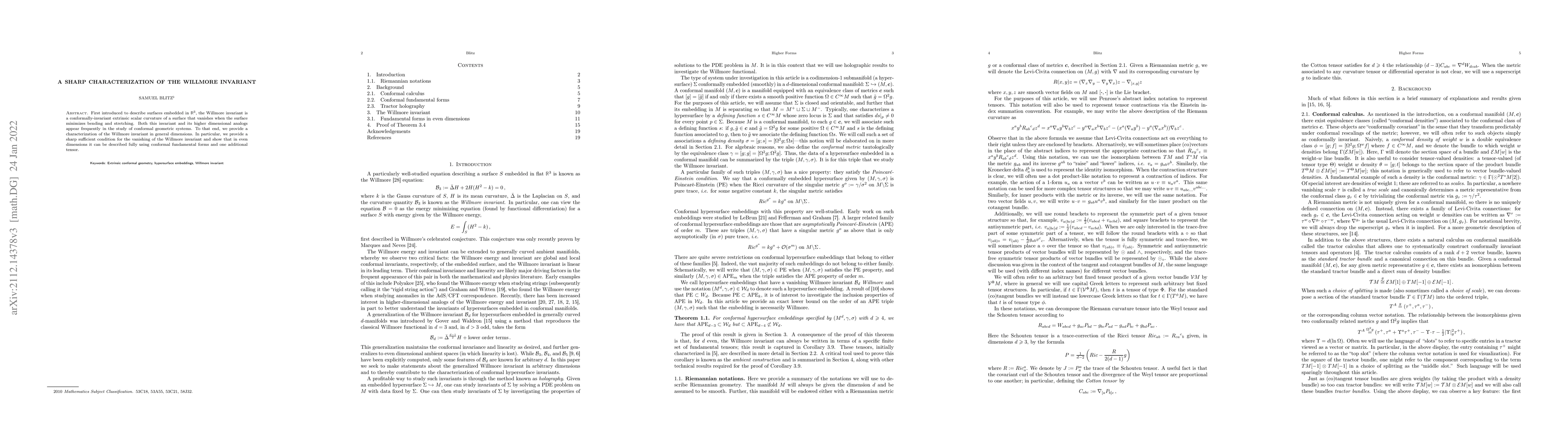 Thumbnail for A Sharp Characterization of the Willmore Invariant