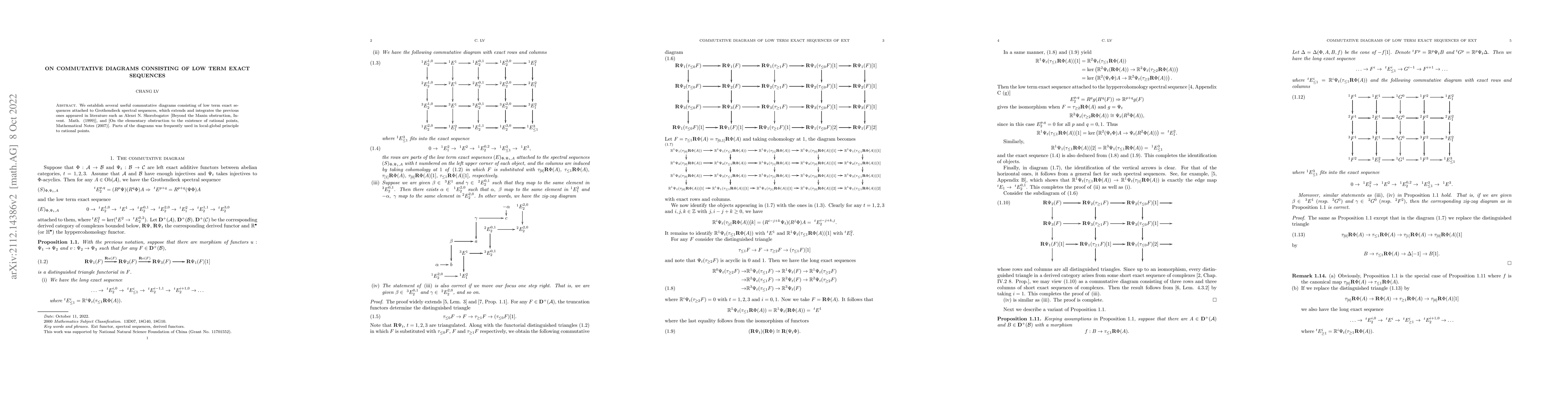 Thumbnail for On commutative diagrams consisting of low term exact sequences