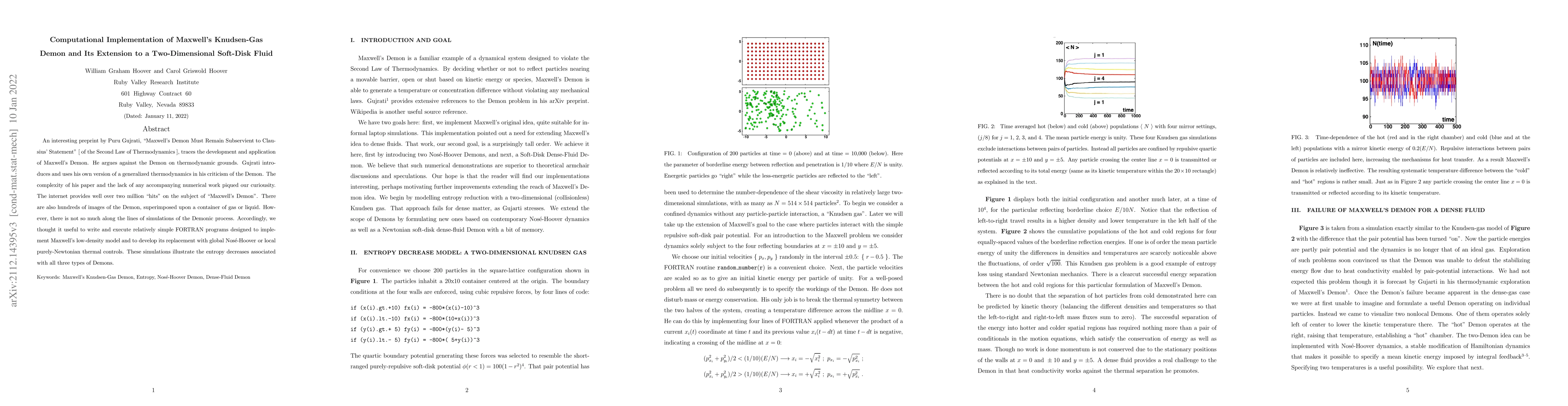 Thumbnail for Computational Implementation of Maxwell's Knudsen-Gas Demon and Its
  Extension to a Two-Dimensional Soft-Disk Fluid