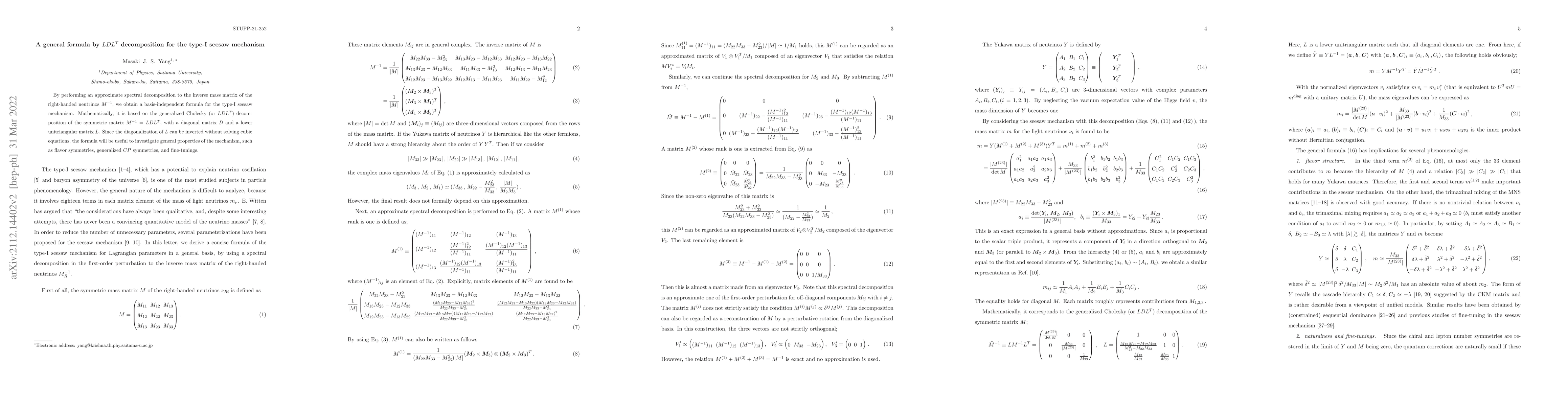 Thumbnail for A general formula by $LDL^{T}$ decomposition for the type-I seesaw
  mechanism