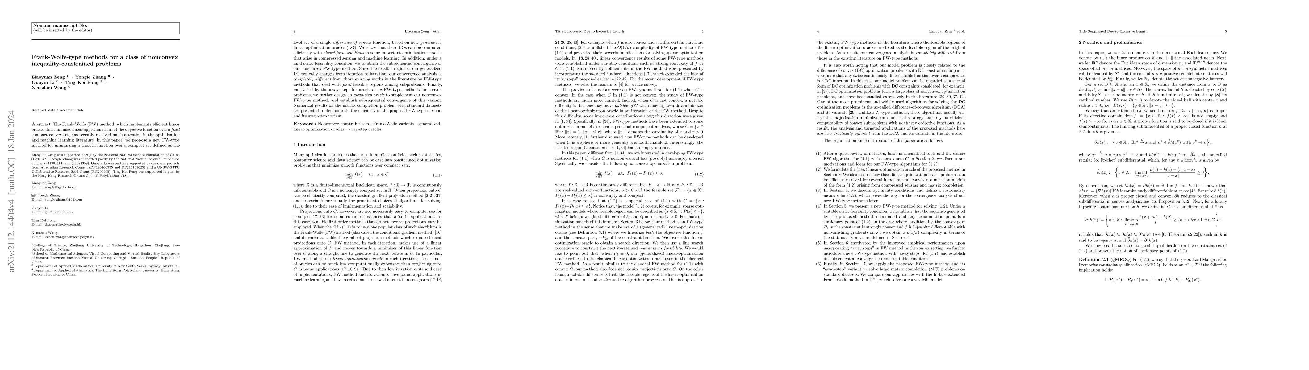 Thumbnail for Frank-Wolfe-type methods for a class of nonconvex inequality-constrained
  problems