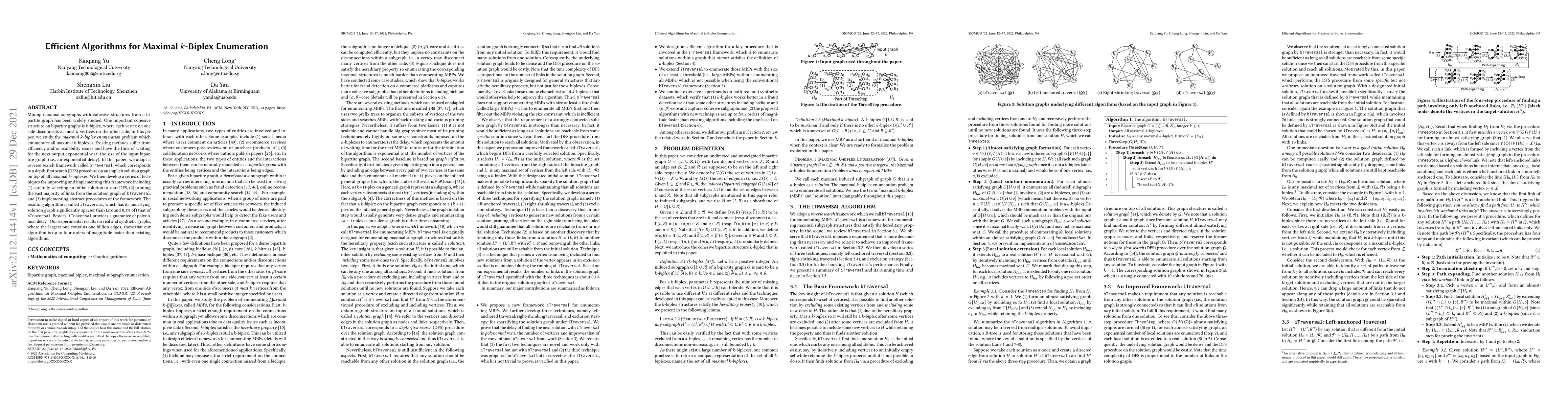 Thumbnail for Efficient Algorithms for Maximal k-Biplex Enumeration