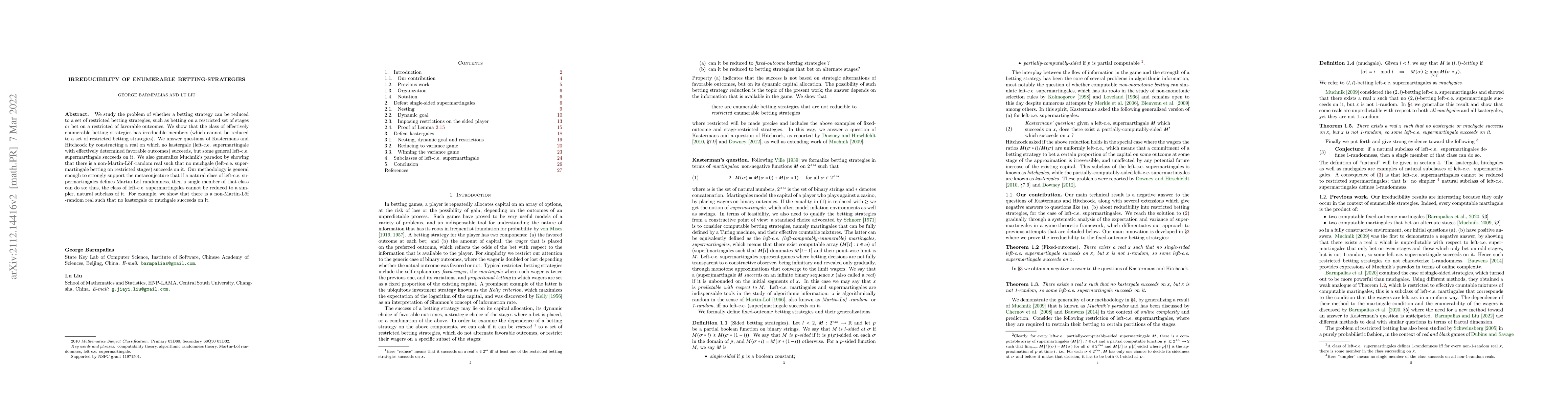 Thumbnail for Irreducibility of enumerable betting strategies
