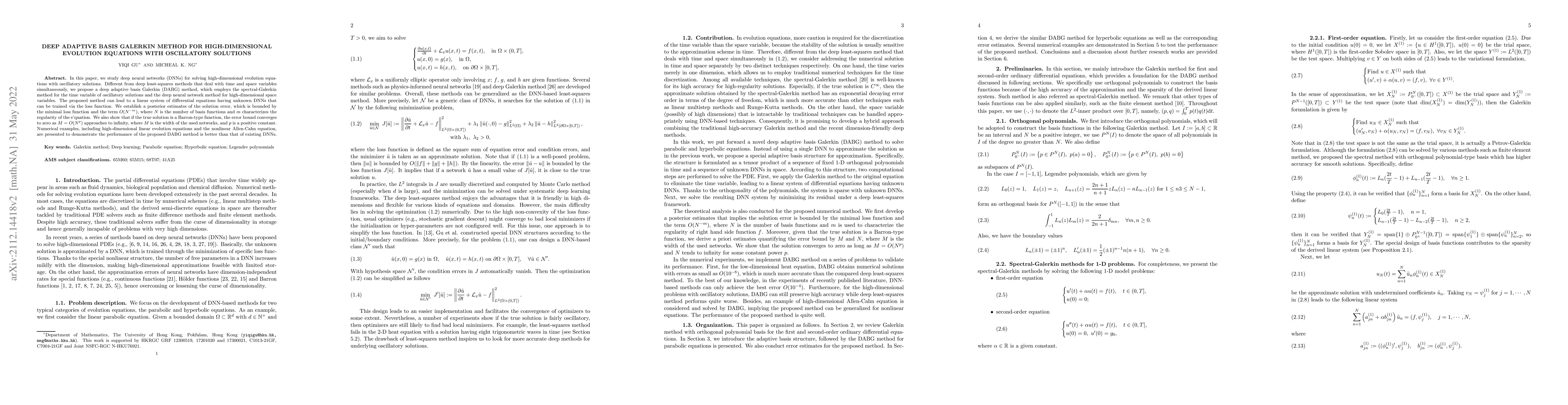 Thumbnail for Deep adaptive basis Galerkin method for high-dimensional evolution
  equations with oscillatory solutions