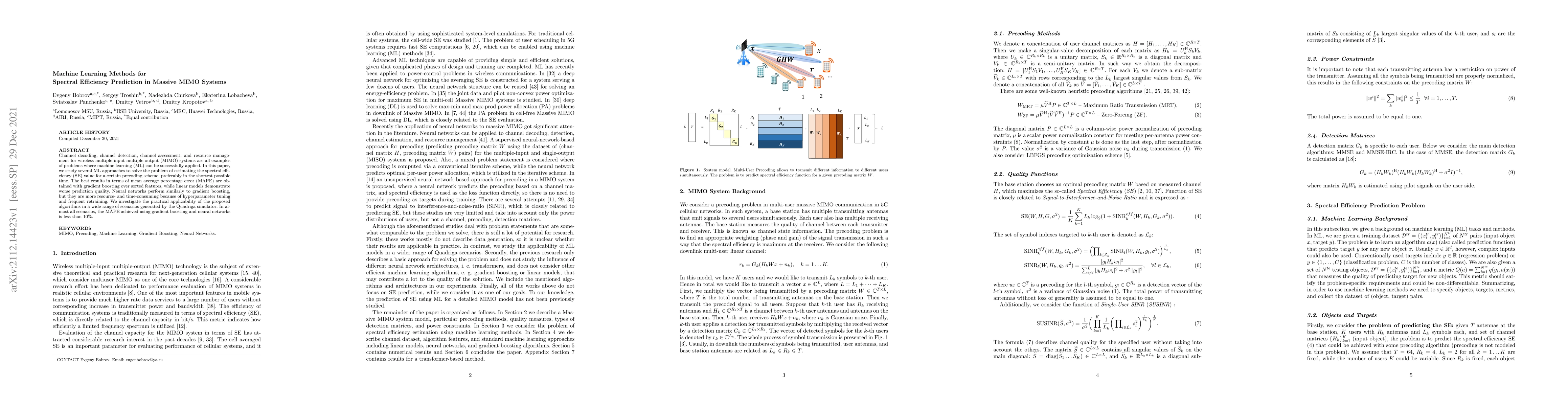 Thumbnail for Machine Learning Methods for Spectral Efficiency Prediction in Massive
  MIMO Systems