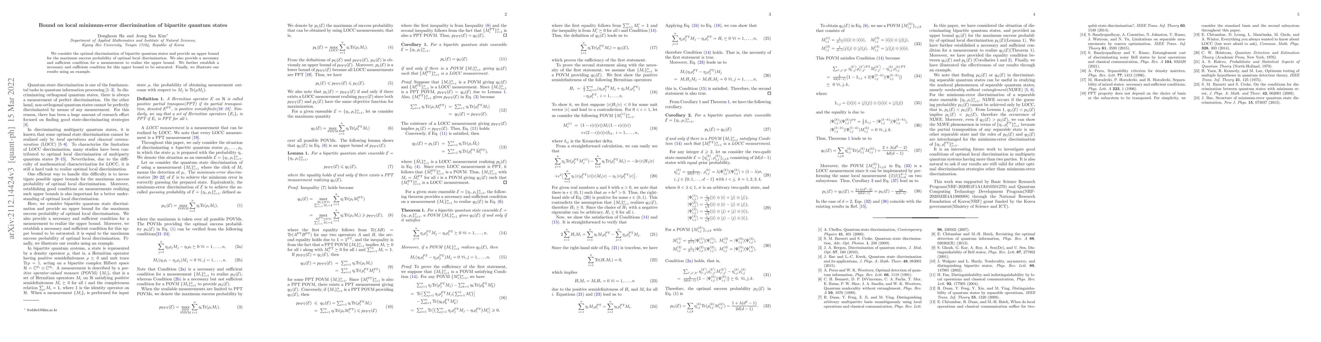 Thumbnail for Bound on local minimum-error discrimination of bipartite quantum states