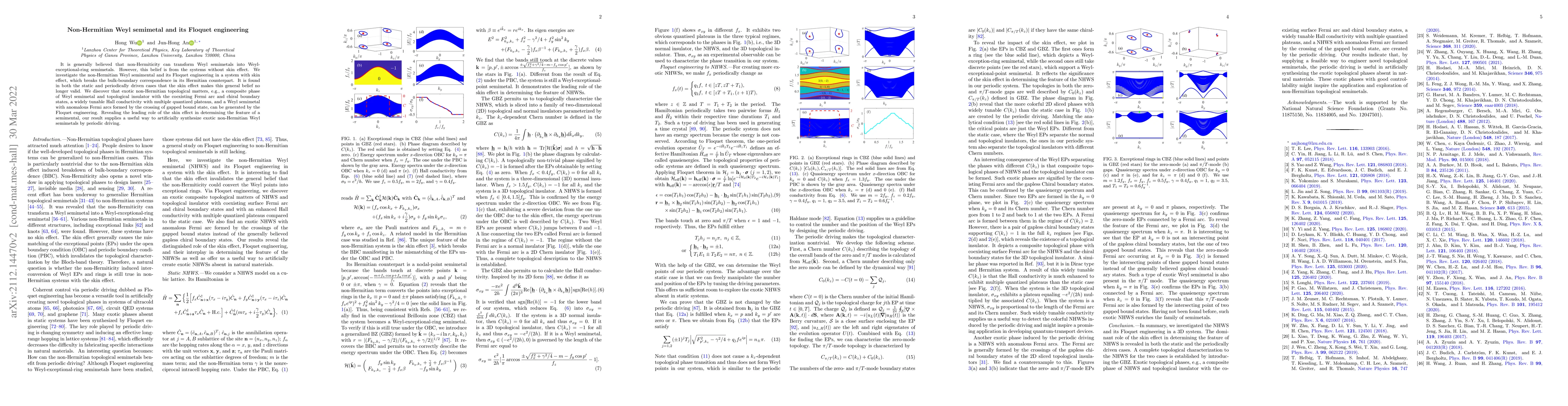 Thumbnail for Non-Hermitian Weyl semimetal and its Floquet engineering