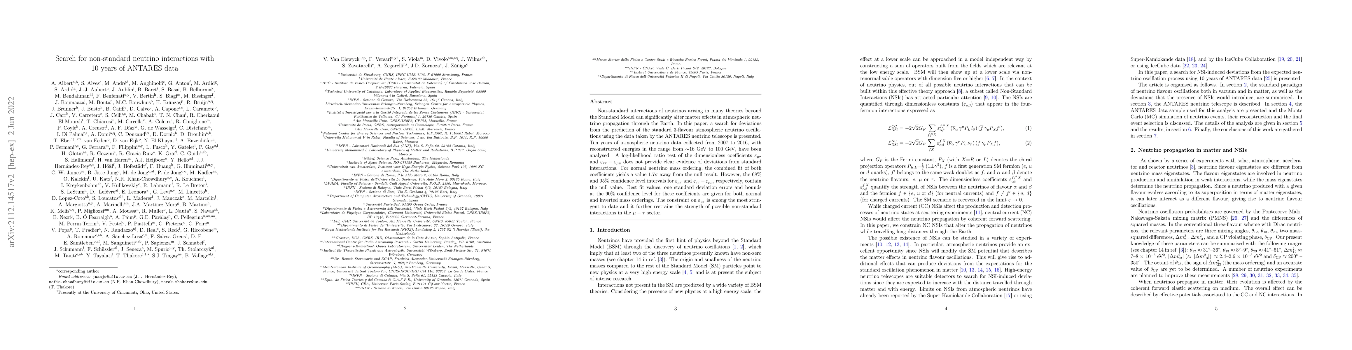 Thumbnail for Search for non-standard neutrino interactions with 10 years of ANTARES
  data