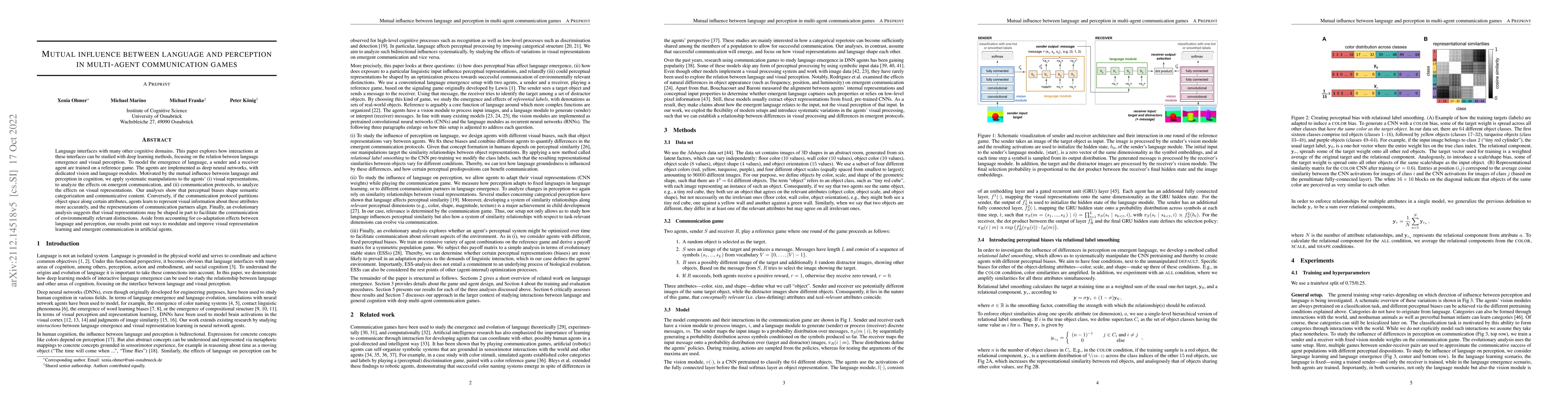 Thumbnail for Mutual influence between language and perception in multi-agent
  communication games