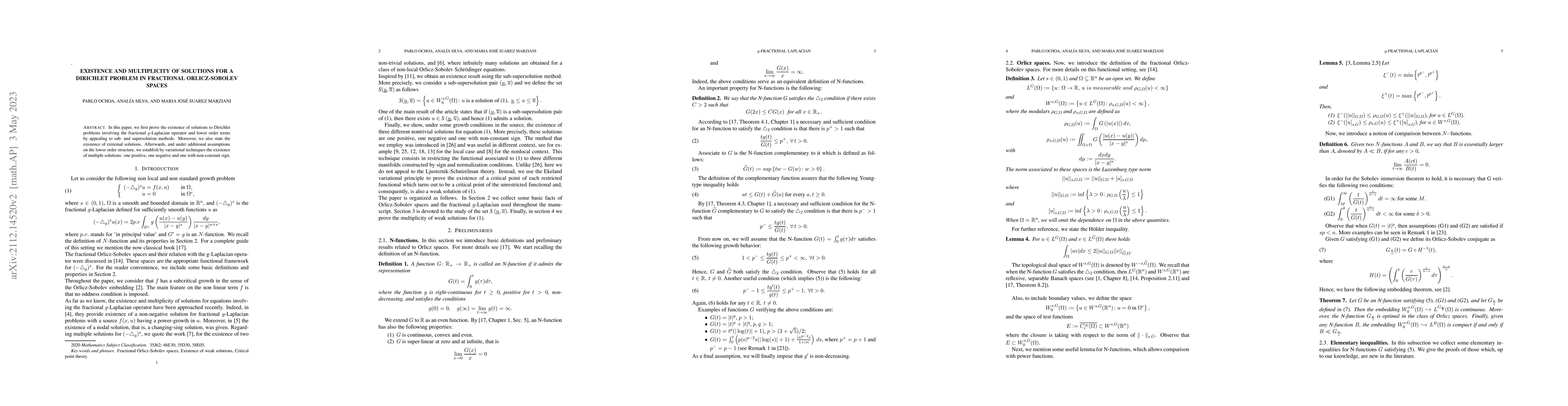 Thumbnail for Existence and multiplicity of solutions for a Dirichlet problem in
  Fractional Orlicz- Sobolev spaces