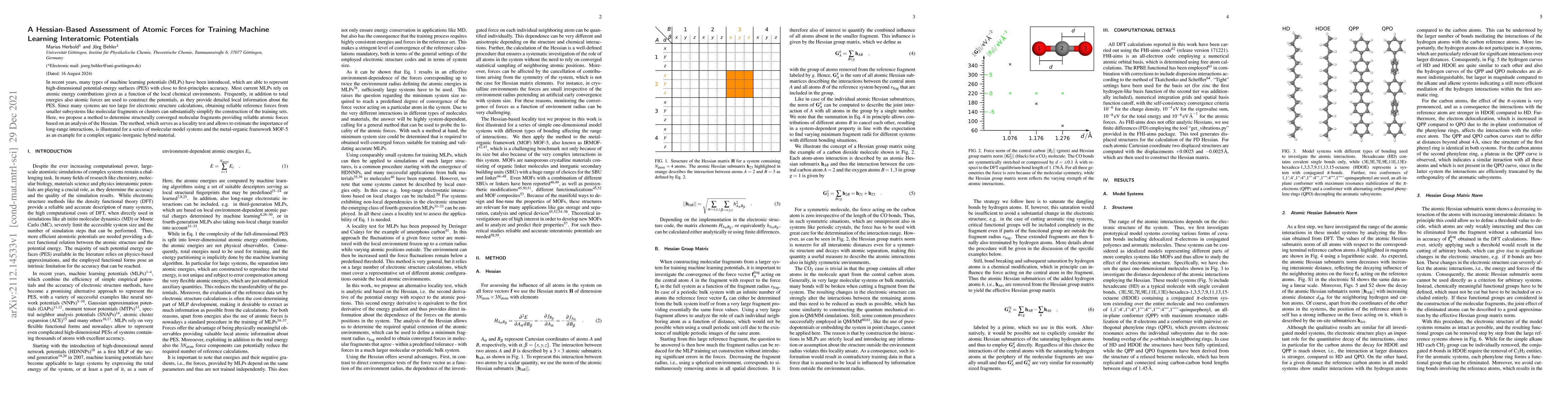 Thumbnail for A Hessian-Based Assessment of Atomic Forces for Training Machine
  Learning Interatomic Potentials