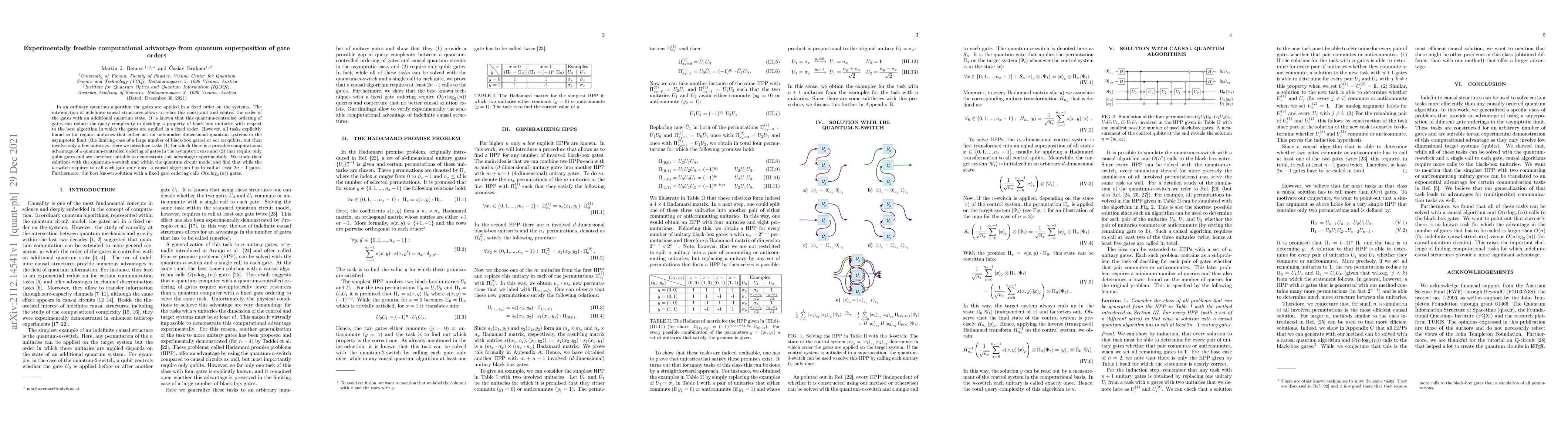 Thumbnail for Experimentally feasible computational advantage from quantum
  superposition of gate orders