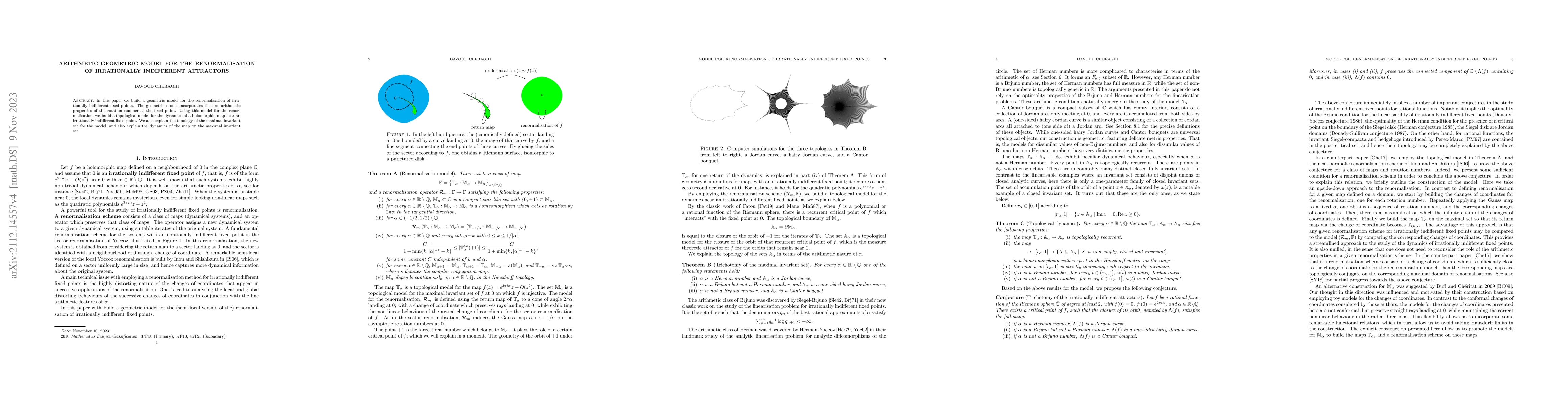 Thumbnail for Arithmetic geometric model for the renormalisation of irrationally
  indifferent attractors
