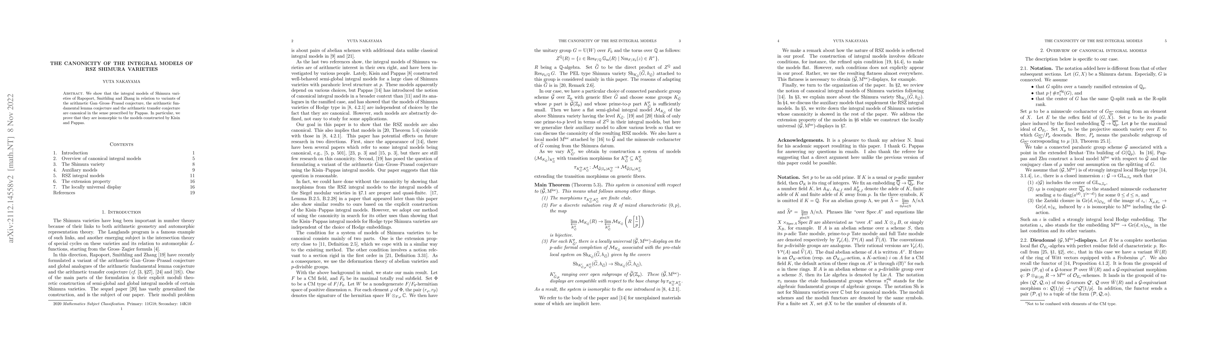 Thumbnail for The canonicity of the integral models of RSZ Shimura varieties