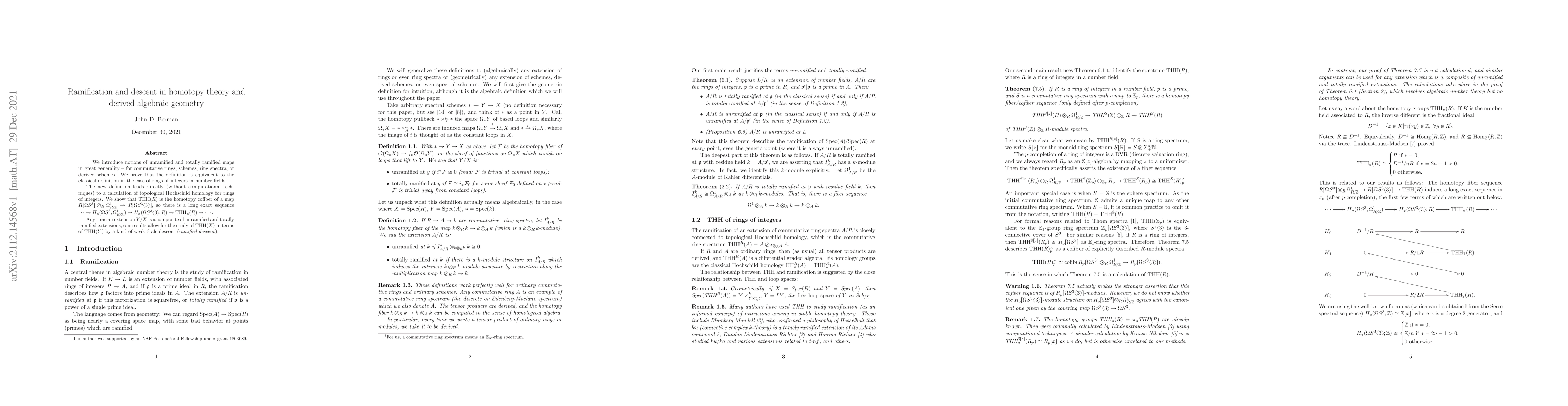 Thumbnail for Ramification and descent in homotopy theory and derived algebraic
  geometry