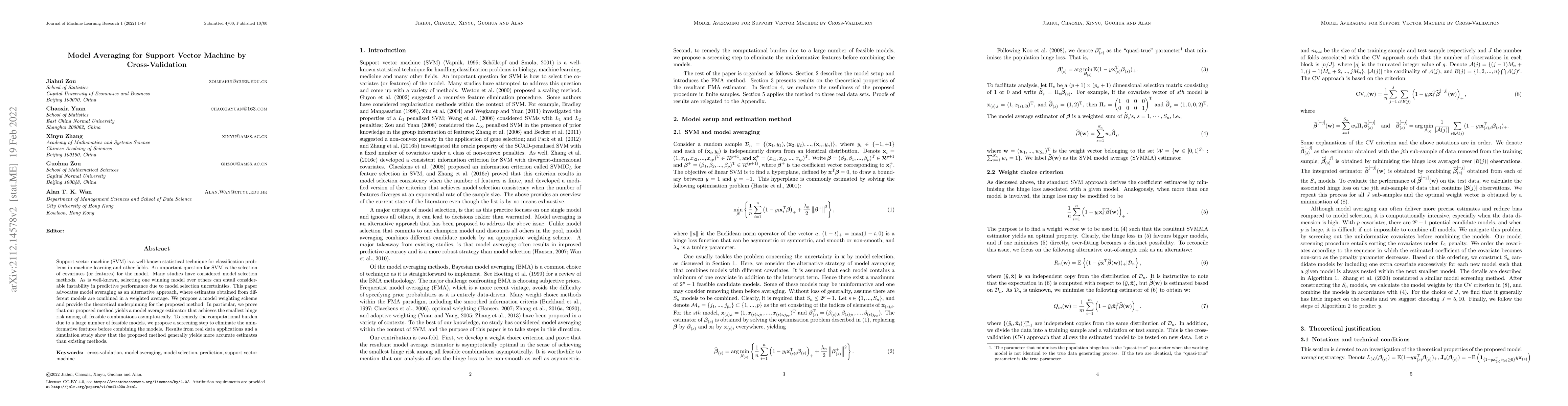 Thumbnail for Model Averaging for Support Vector Machine by Cross-Validation
