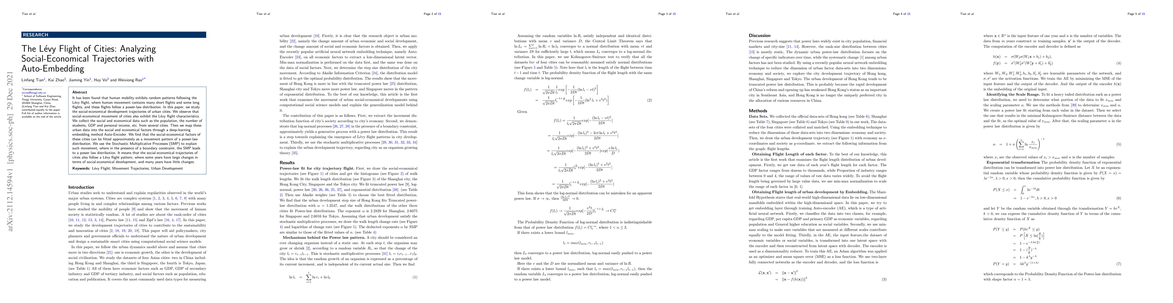 Thumbnail for The Levy Flight of Cities: Analyzing Social-Economical Trajectories with
  Auto-Embedding
