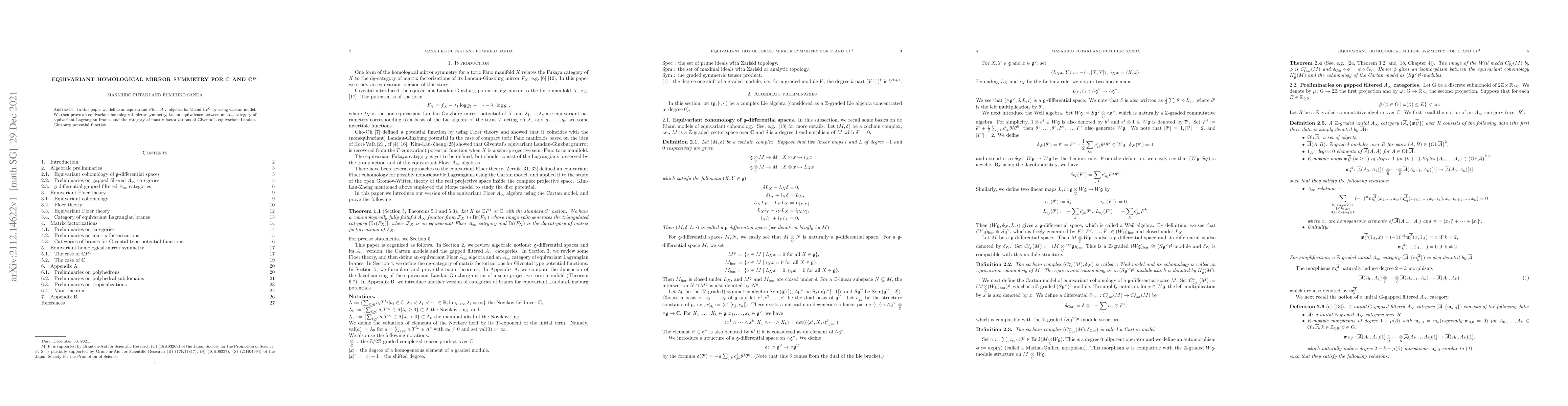 Thumbnail for Equivariant Homological Mirror Symmetry for $\mathbb{C}$ and $\mathbb{C}
  P^1$
