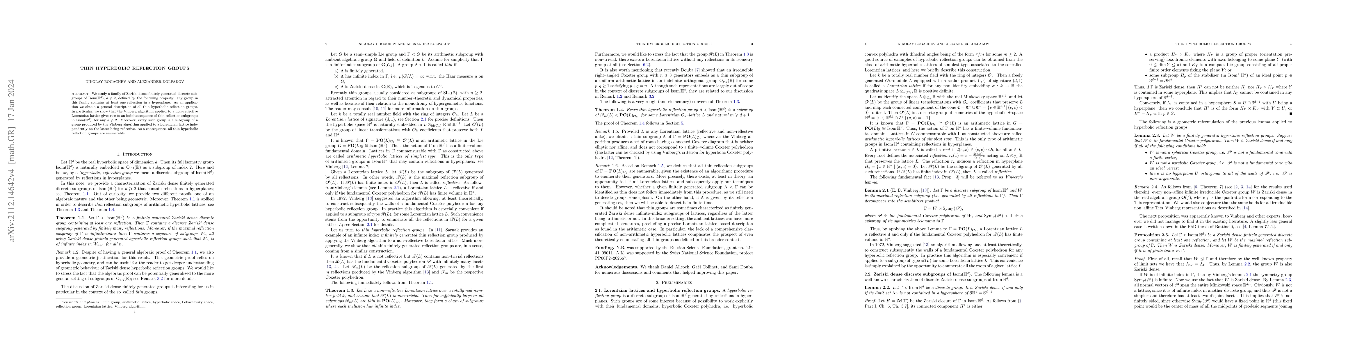 Thumbnail for Thin hyperbolic reflection groups