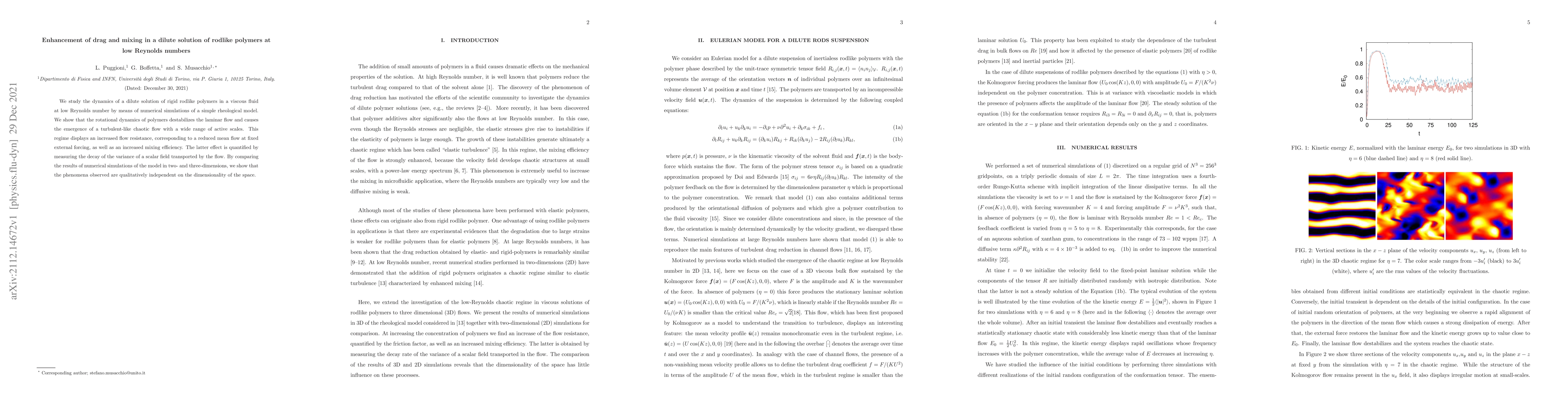 Thumbnail for Enhancement of drag and mixing in a dilute solution of rodlike polymers
  at low Reynolds numbers