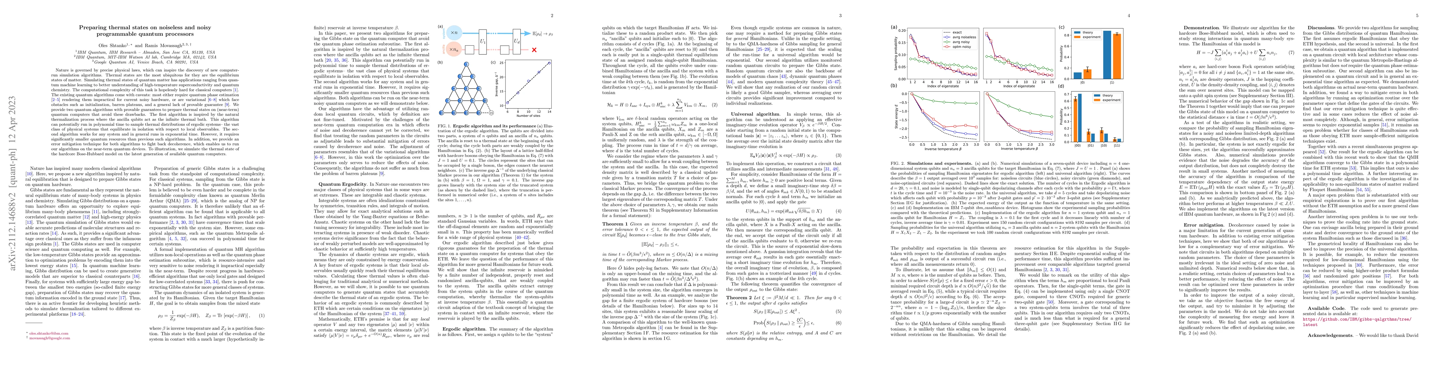 Thumbnail for Preparing thermal states on noiseless and noisy programmable quantum
  processors