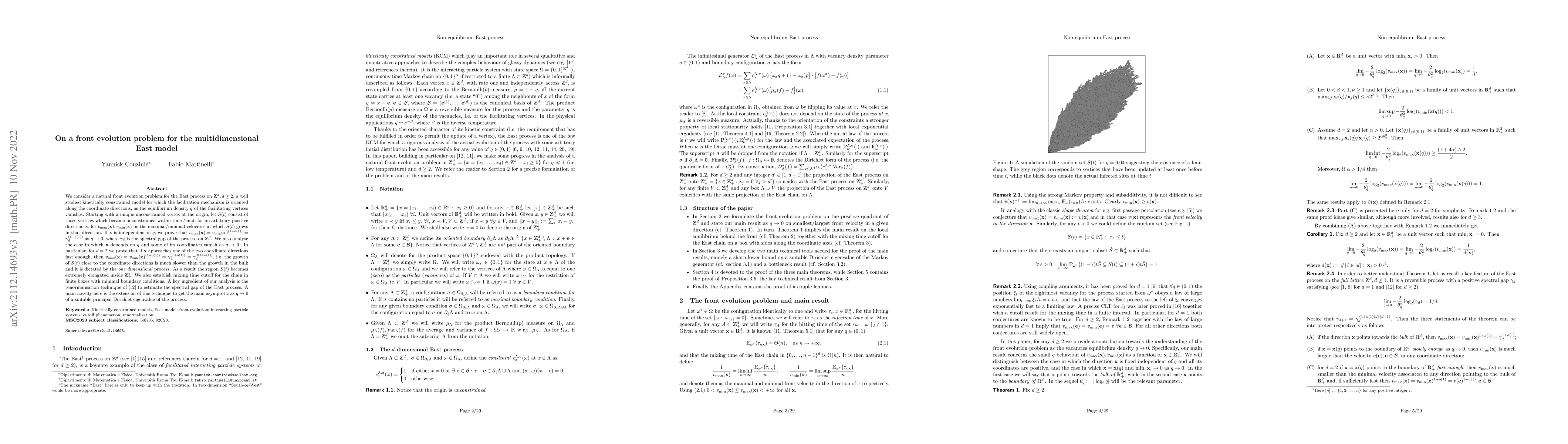 Thumbnail for On a front evolution problem for the multidimensional East model