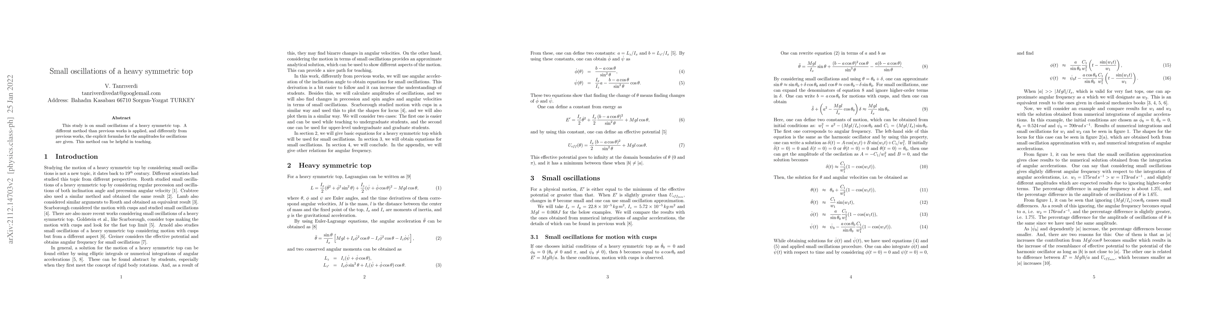 Thumbnail for Small oscillations of a heavy symmetric top