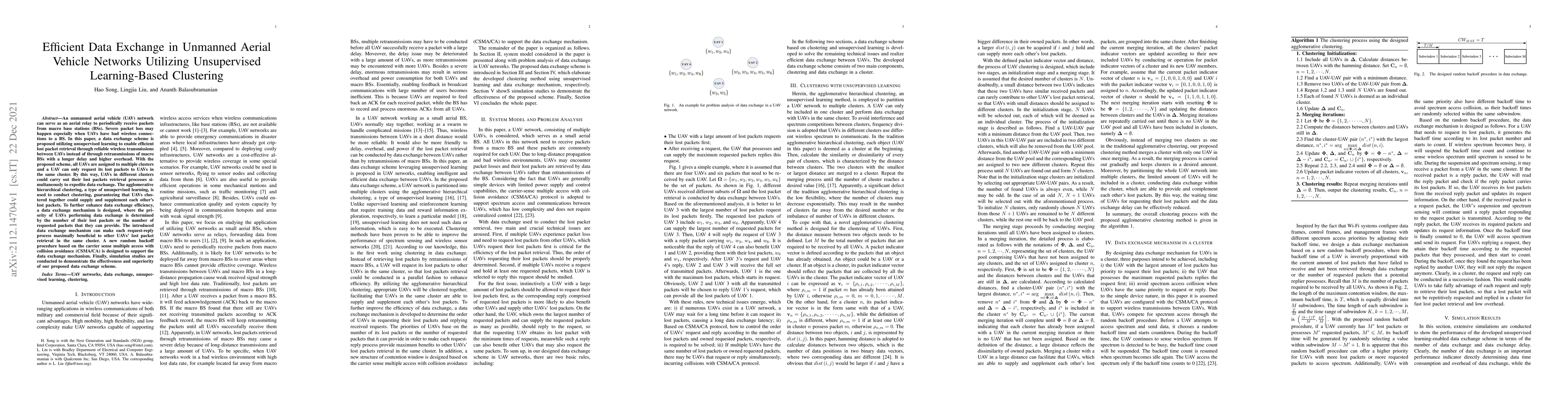 Thumbnail for Efficient Data Exchange in Unmanned Aerial Vehicle Networks Utilizing
  Unsupervised Learning-Based Clustering