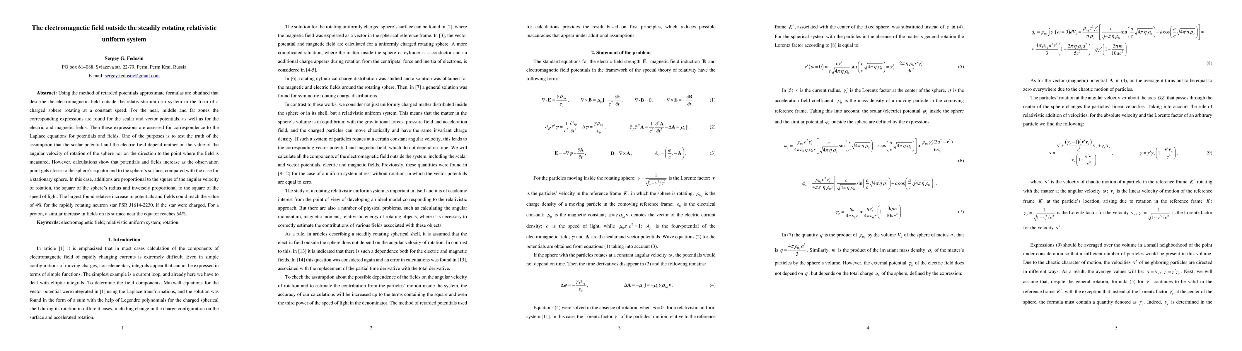 Thumbnail for The electromagnetic field outside the steadily rotating relativistic
  uniform system