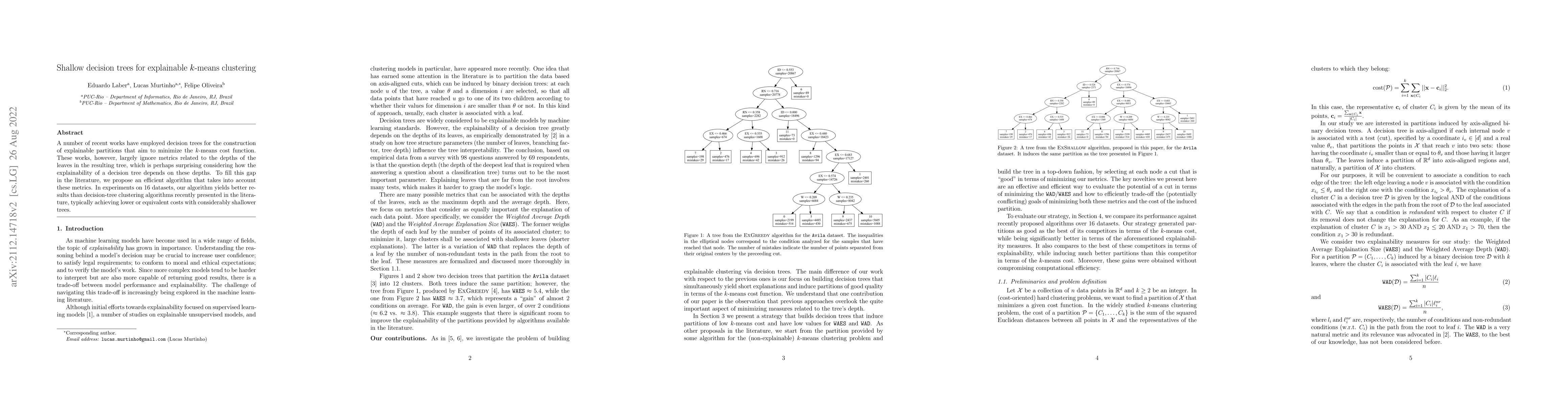 Thumbnail for Shallow decision trees for explainable $k$-means clustering