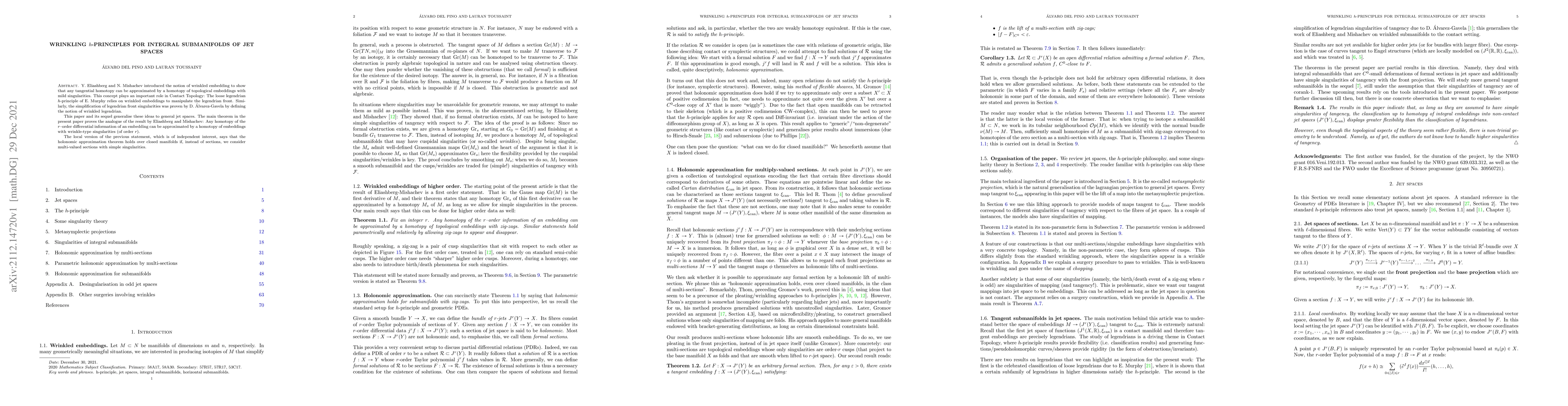 Thumbnail for Wrinkling h-principles for integral submanifolds of jet spaces
