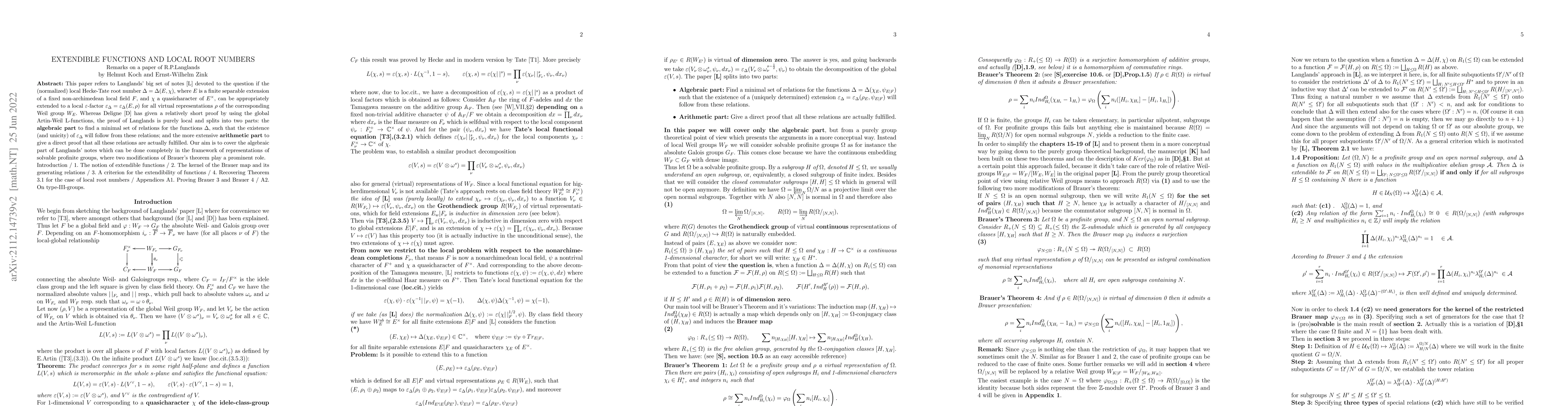 Thumbnail for Extendible Functions and Local Root Numbers Remarks on a paper of R.P.
  Langlands