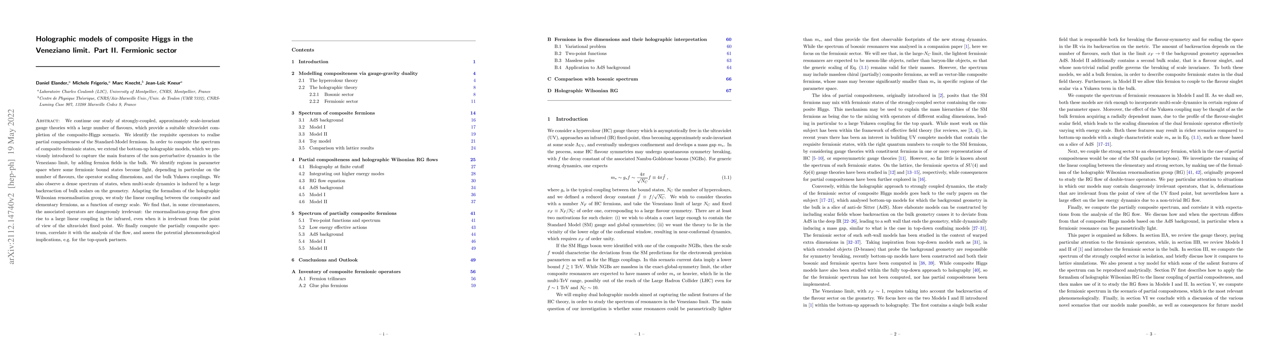Thumbnail for Holographic models of composite Higgs in the Veneziano limit. Part II.
  Fermionic sector
