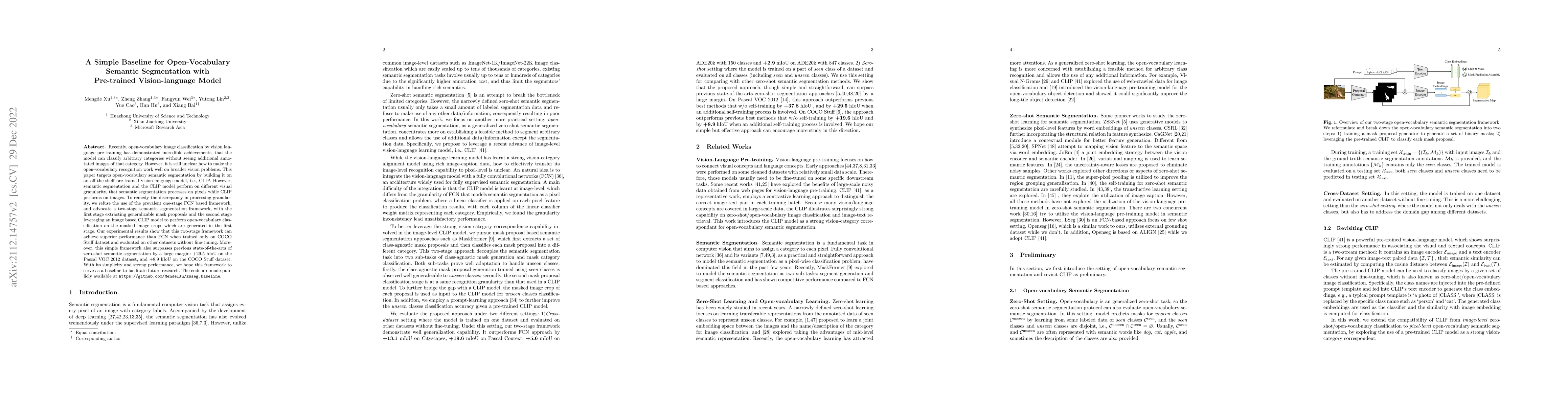 Thumbnail for A Simple Baseline for Open-Vocabulary Semantic Segmentation with
  Pre-trained Vision-language Model