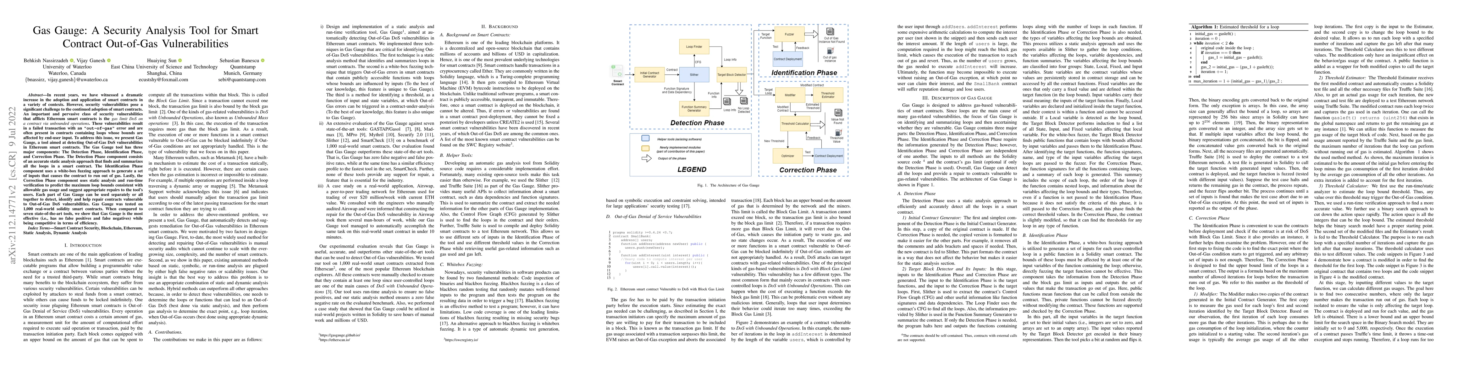 Thumbnail for Gas Gauge: A Security Analysis Tool for Smart Contract Out-of-Gas
  Vulnerabilities