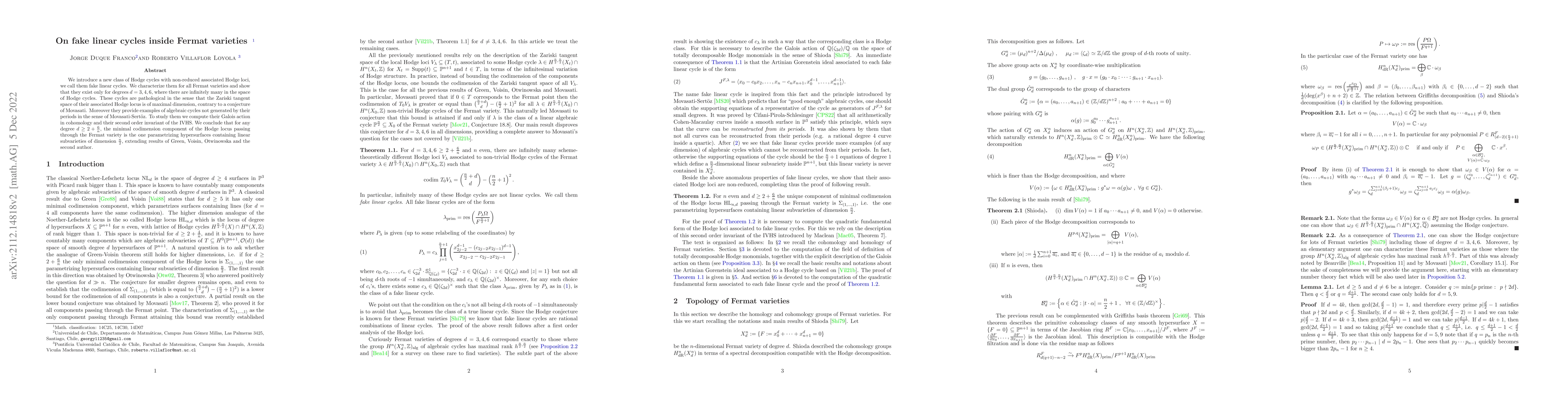 Thumbnail for On fake linear cycles inside Fermat varieties