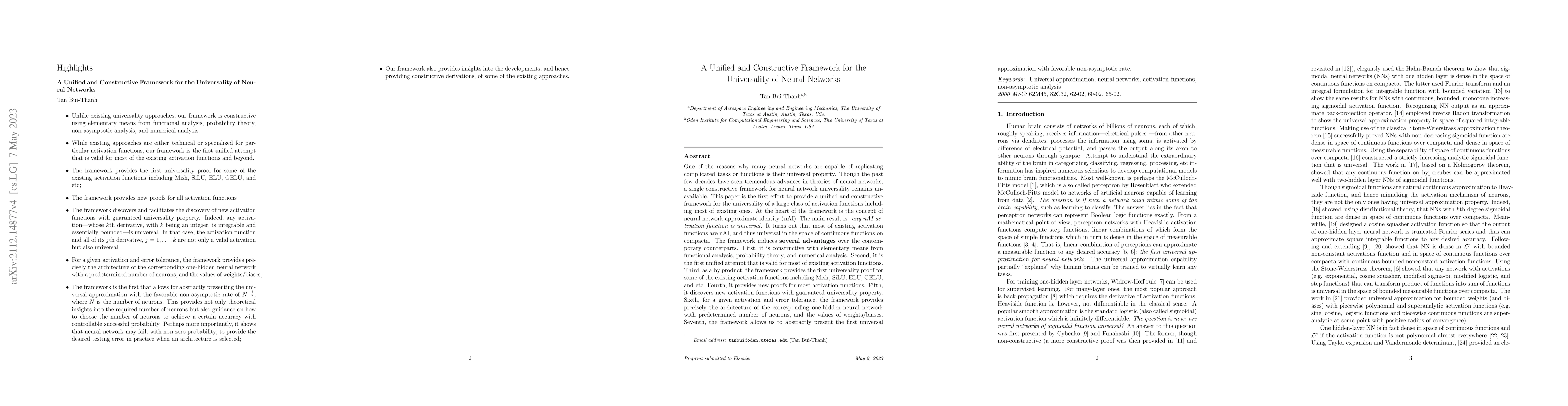Thumbnail for A Unified and Constructive Framework for the Universality of Neural
  Networks