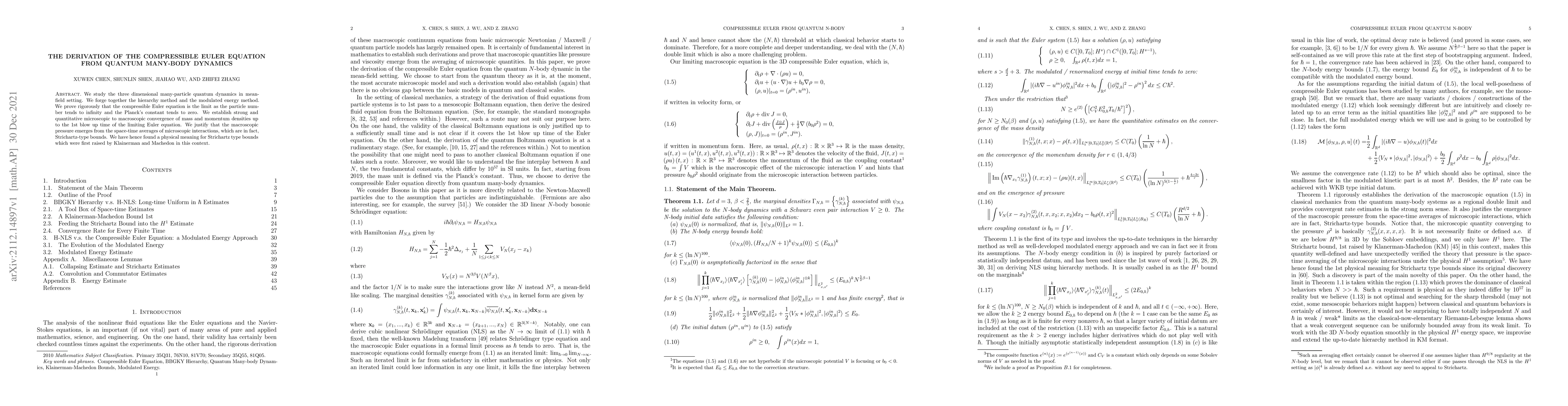 Thumbnail for The derivation of the compressible Euler equation from quantum many-body
  dynamics