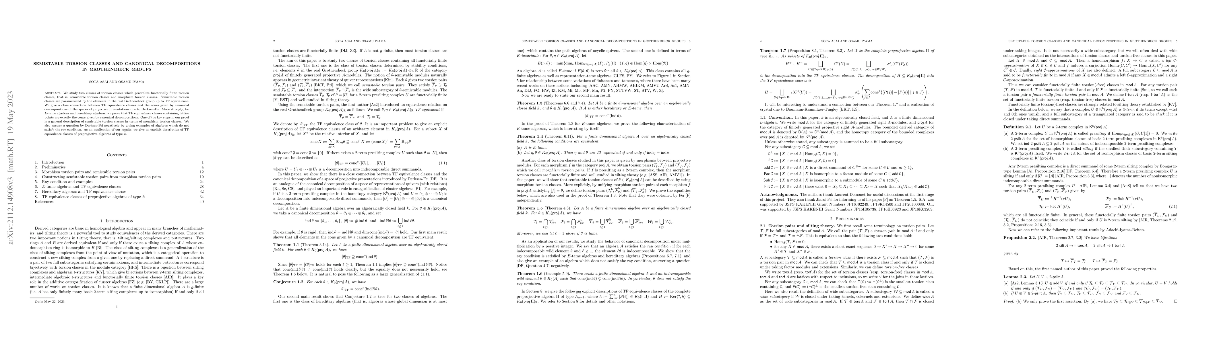 Thumbnail for Semistable torsion classes and canonical decompositions in Grothendieck
  groups