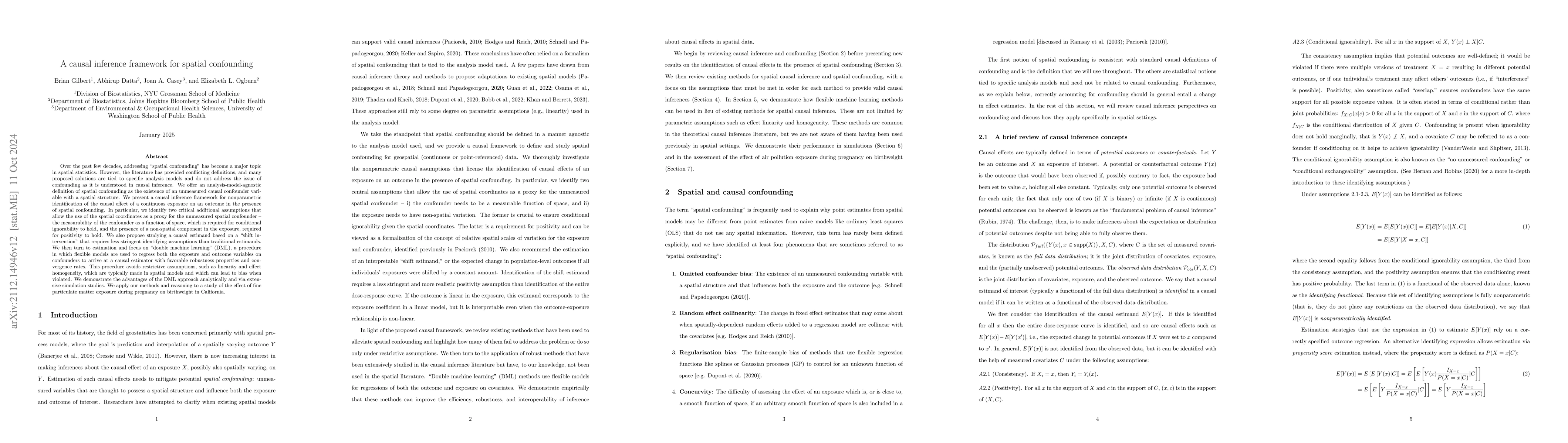 Thumbnail for A causal inference framework for spatial confounding
