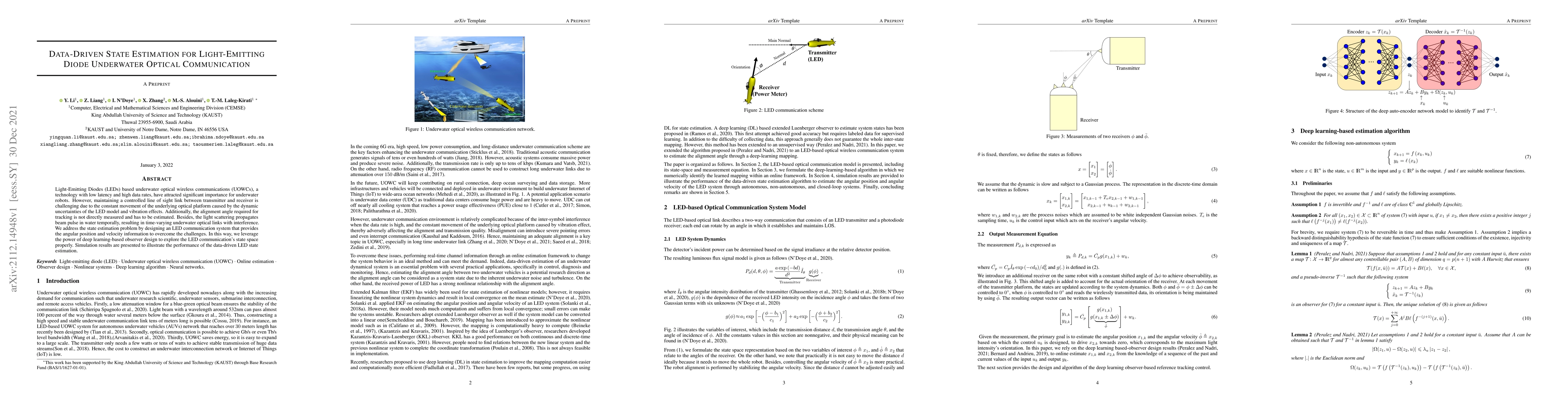 Thumbnail for Data-Driven State Estimation for Light-Emitting Diode Underwater Optical
  Communication