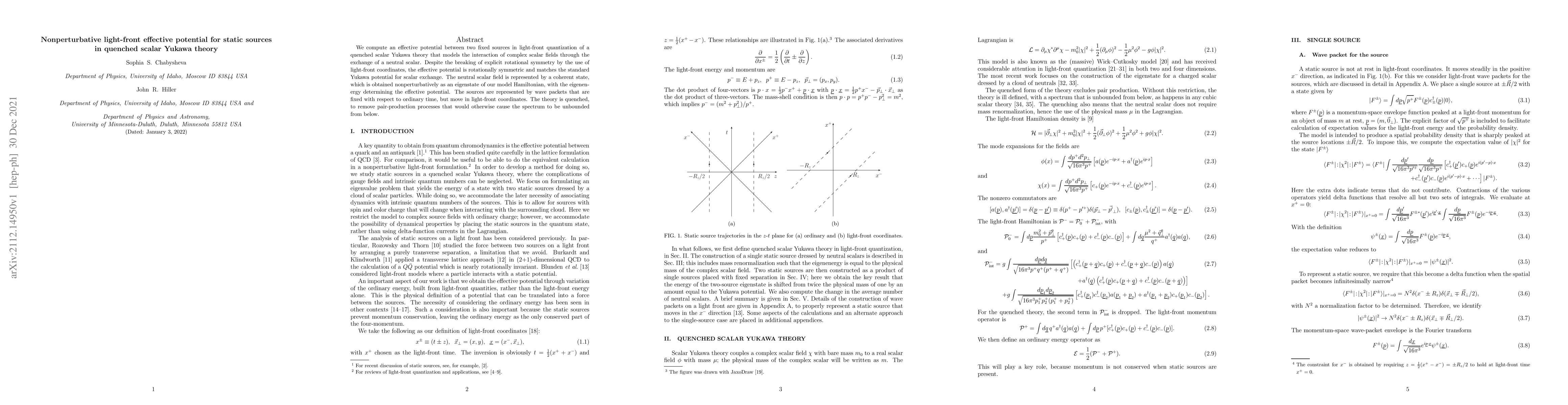 Thumbnail for Nonperturbative light-front effective potential for static sources in
  quenched scalar Yukawa theory