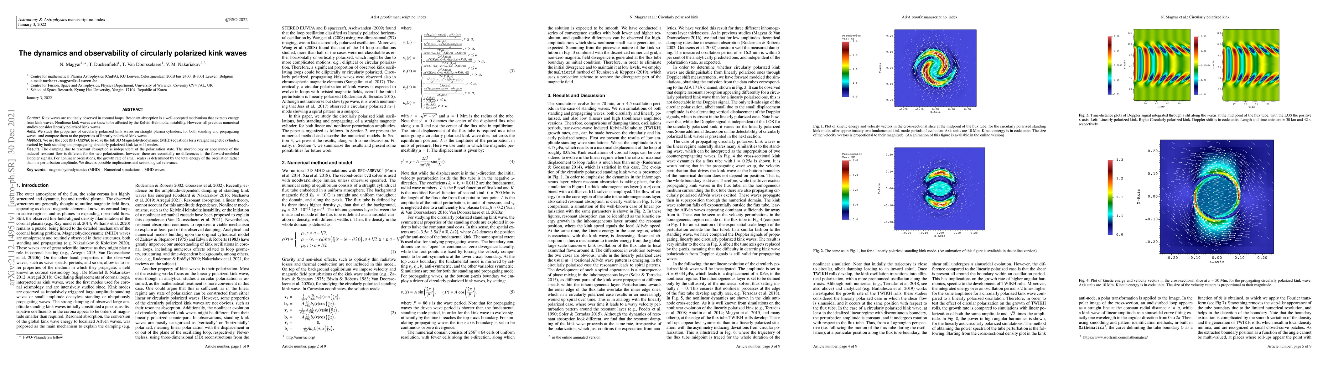 Thumbnail for The dynamics and observability of circularly polarized kink waves