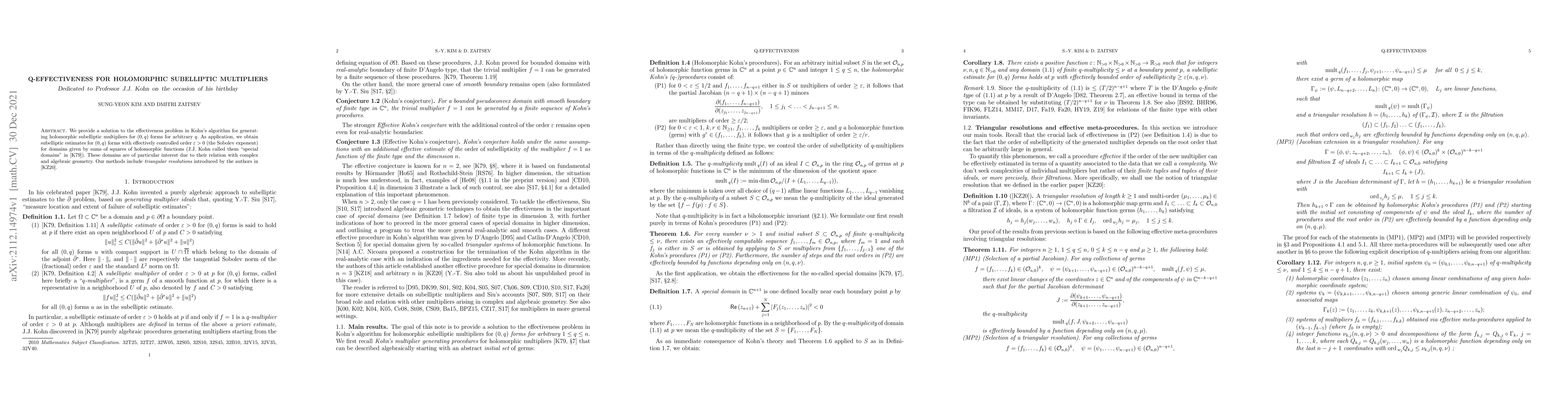 Thumbnail for Q-effectiveness for holomorphic subelliptic multipliers