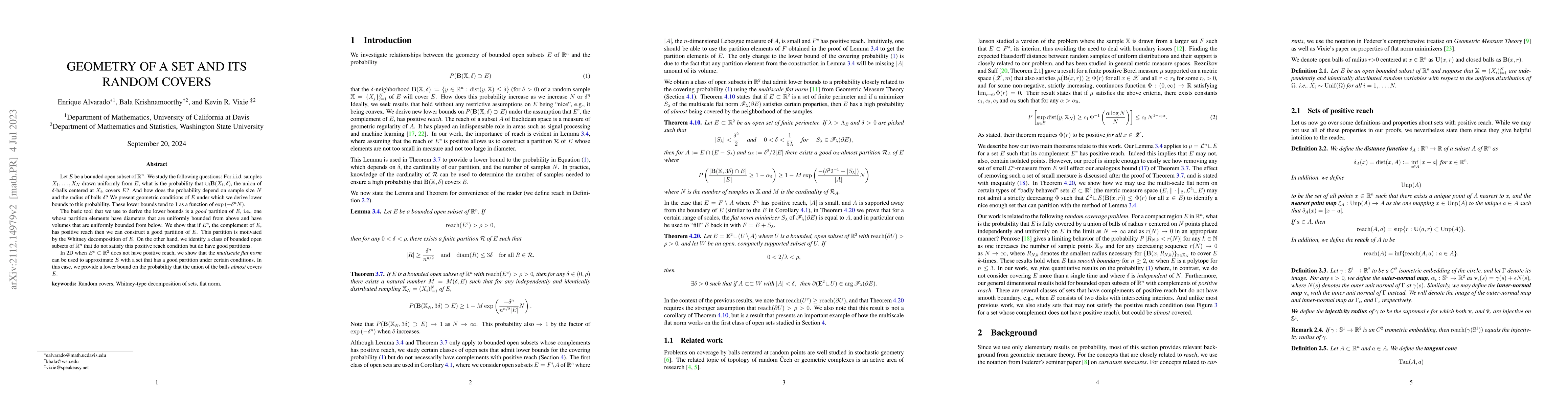 Thumbnail for Geometry of a Set and its Random covers